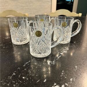 Paul Sebastian Lead Crystal Coffee Tea Mugs Set Of 4